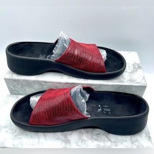 TATAMI By BIRKENSTOCK Slides-Sandals-Red Embossed Leather.EU size 41.US size 10